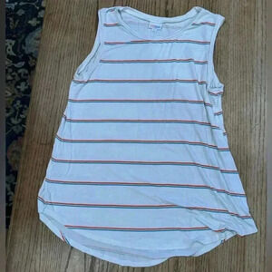 LuluRoe Cocoa sleeveless tank top teal orang stripe - Size L